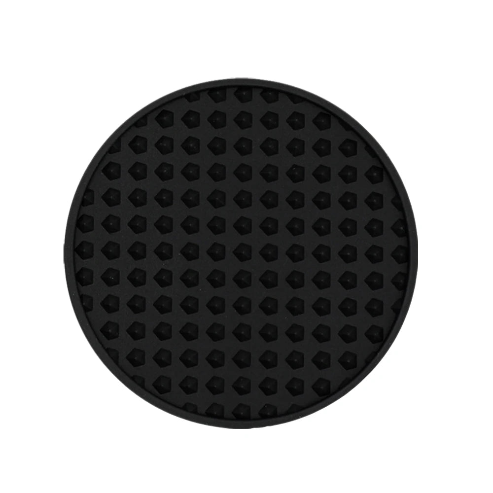 coasters silicone noirs texture moderne 10cm diamètre 12pcs opaques points uniformes