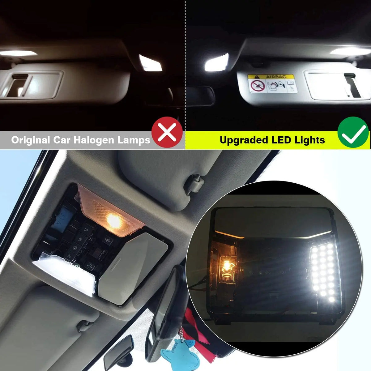 ampoules led voiture blanc modernes carrés points noirs intérieur nuit toit coffre
