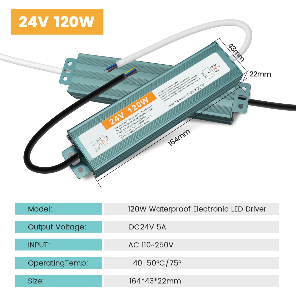 alimentation led étanche transformateur extérieur aluminium gris pilote dc 12v 24v éclairage