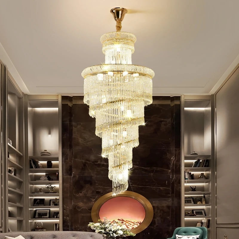 lustre suspendu cristal doré brillantes classique élégant haute luminosité encastrée