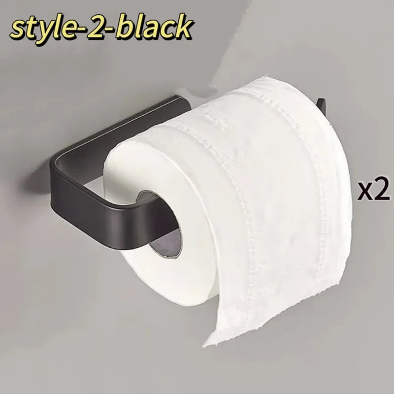 porte serviettes papier noir adhésif moderne salle bains papier toilette cuisine rouleau support étanche
