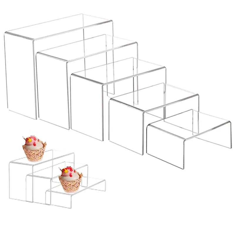 présentoir transparent multi niveaux support cupcakes desserts figurines cosmétiques moderne minimaliste saloniaux