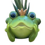 jardinière grenouille couronne vert doré plant succulent pot résine patio décoration fantaisiste