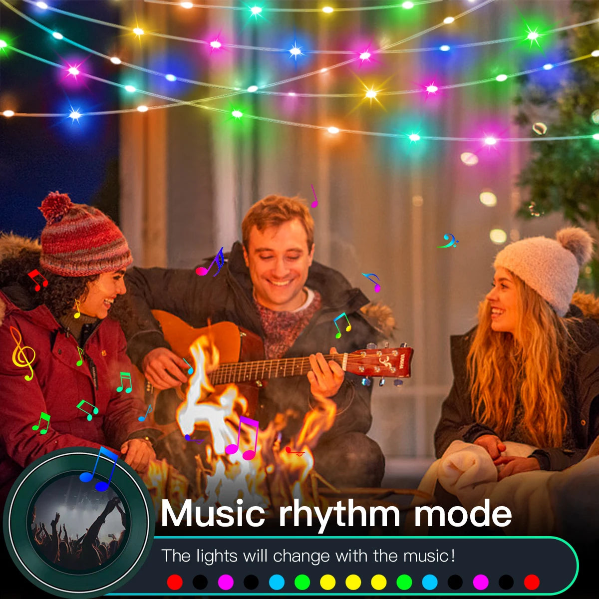 guirlande lumineuse led multicolore bluetooth controle application noel decoration fete nouvelle an