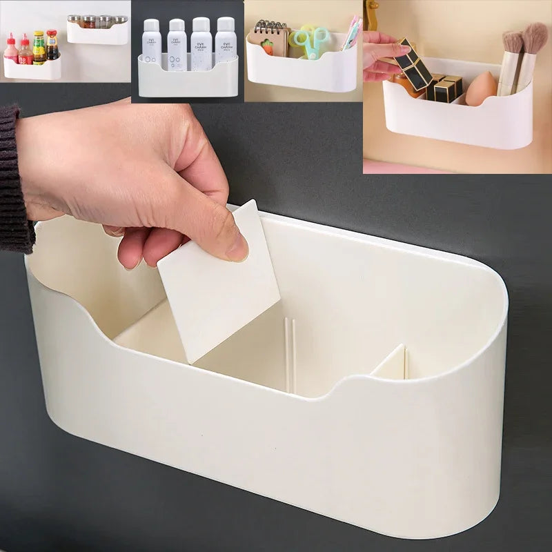 organisateur mural adhésif blanc compartiments rangement minimaliste moderne cuisine porte