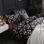 Détail de la housse de couette noire en polyester de haute qualité