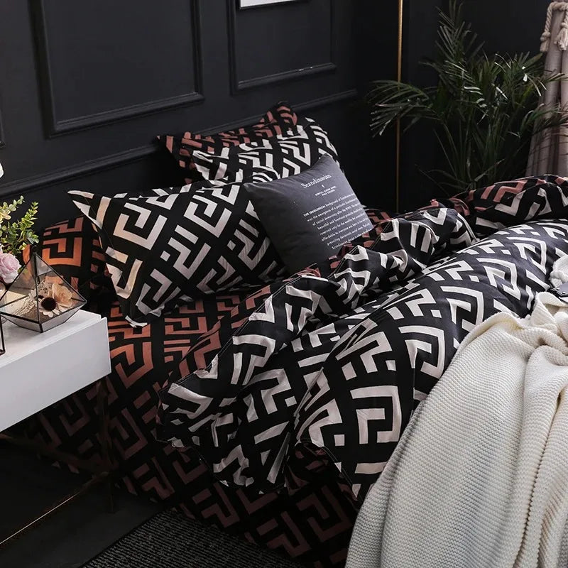 Détail de la housse de couette noire en polyester de haute qualité