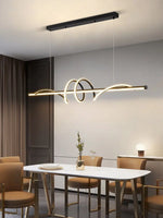 suspension lumineuse moderne spirale noir blanc chaud lumière diffusée contemporaine chambre salon