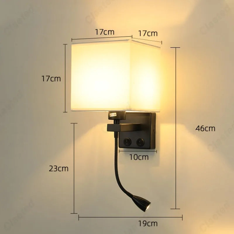 lampe murale led noir beige moderne interrupteur recharge usb angle réglable chambre cuisine