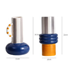 vase décoratif moderne bleu blanc orange lisse texturé géométriquebranches fleurs