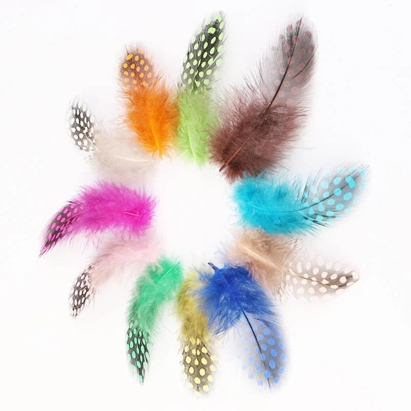 plumes naturelles colorées violet vert rose orange bleu marron noir points artisanat décoration mariage