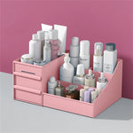 rangement cosmétique boîte rose clair blanc moderne minimaliste plastique réutilisable 26.5cm 16cm 12cm