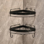 étagère salle bain dorée grille métal moderne fixée suction rangement produits toilette crochet