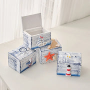 boîte rangement marin imitation bois bleu blanc coquillages phare voile étoile mer océanique deco