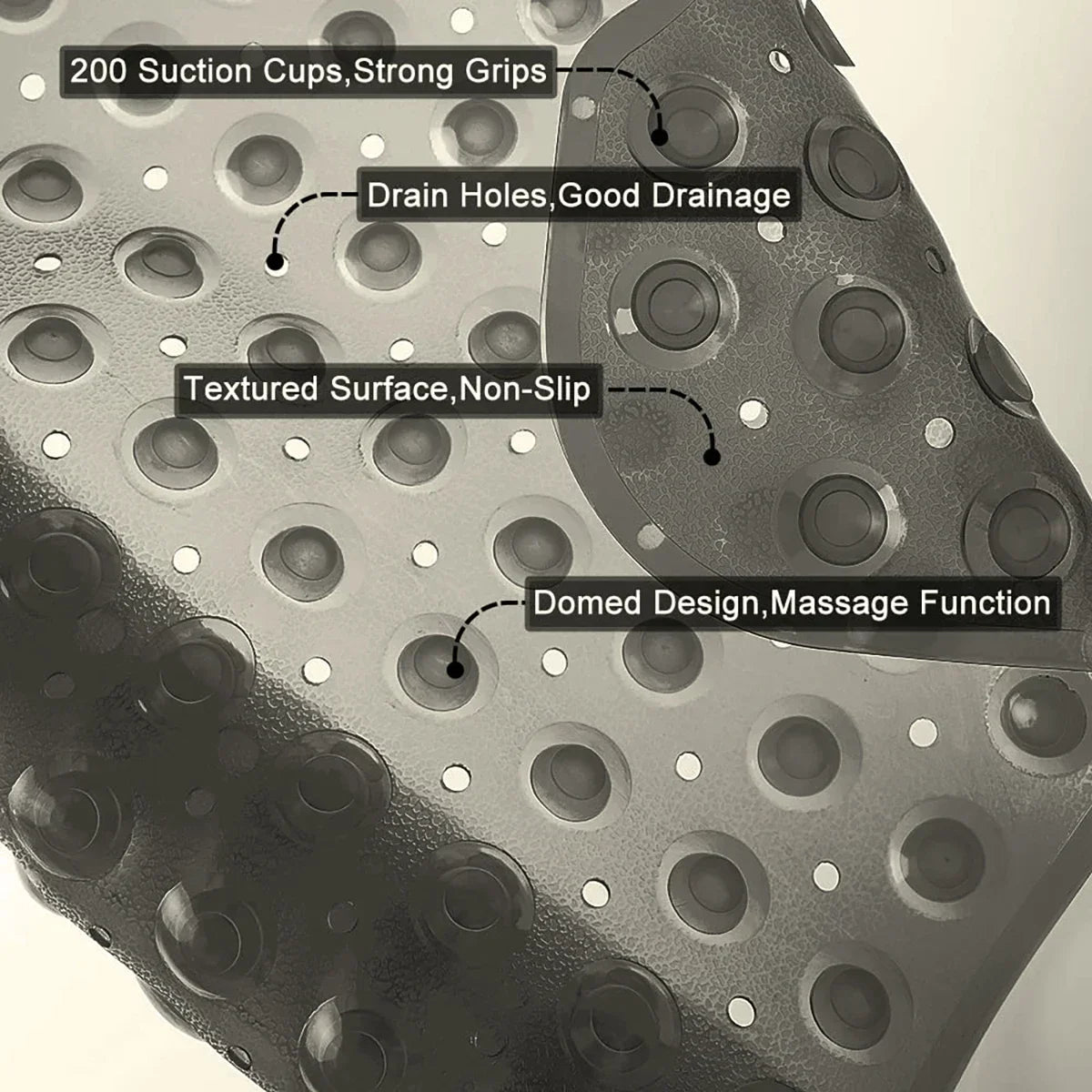 tapis bain moderne antidérapant 40x100cm bleu clair gris transparent drainage massage suction
