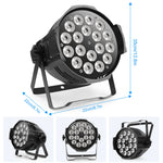 projecteur led 18 lumières rgbw dmx controle 8ch noir professionnel scène dj