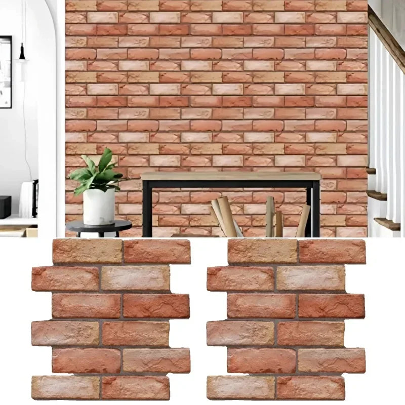 panneau décoratif mural brique rouge brun moderne 3d autocollant 30x30cm gris beige rustique