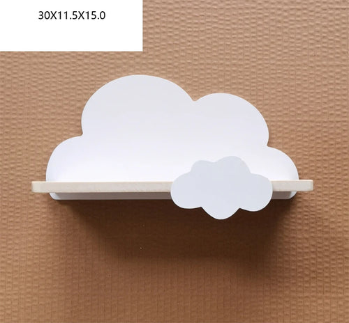 étagère murale enfant bois décoration chambre jouets nuages arc ciel rose bleu blanc