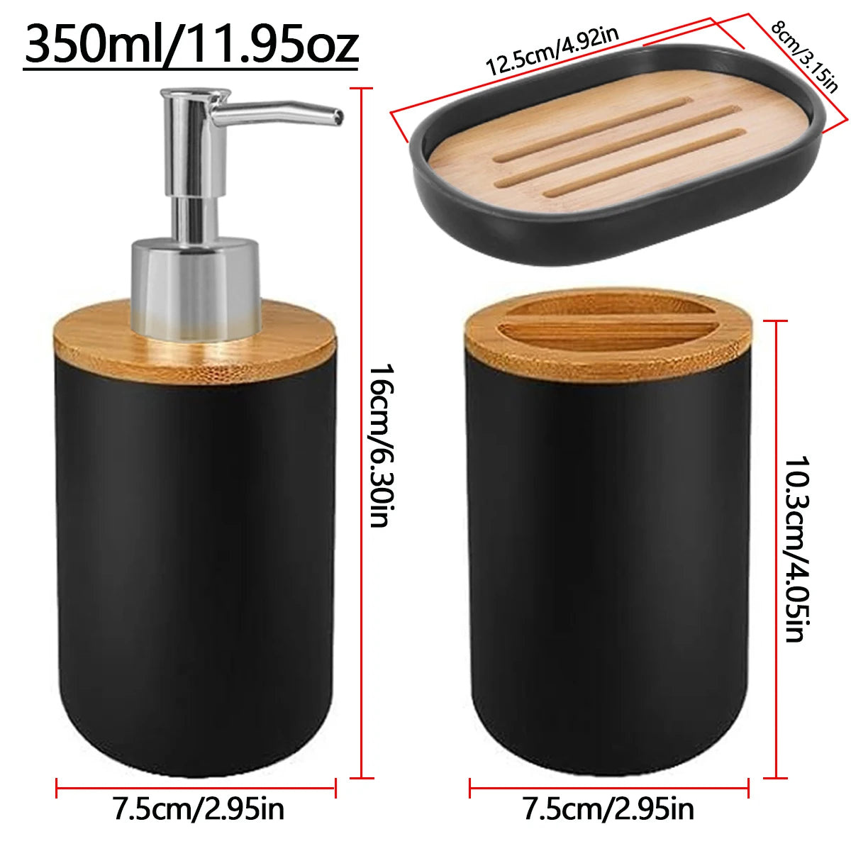 ensemble d'accessoires salle bain distributeur savon porte brosses dents porte savon noir moderne minimaliste
