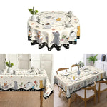nappe rectangulaire chats fleurs moderne polyester réutilisable décoration table beige noir gris.orange blanc