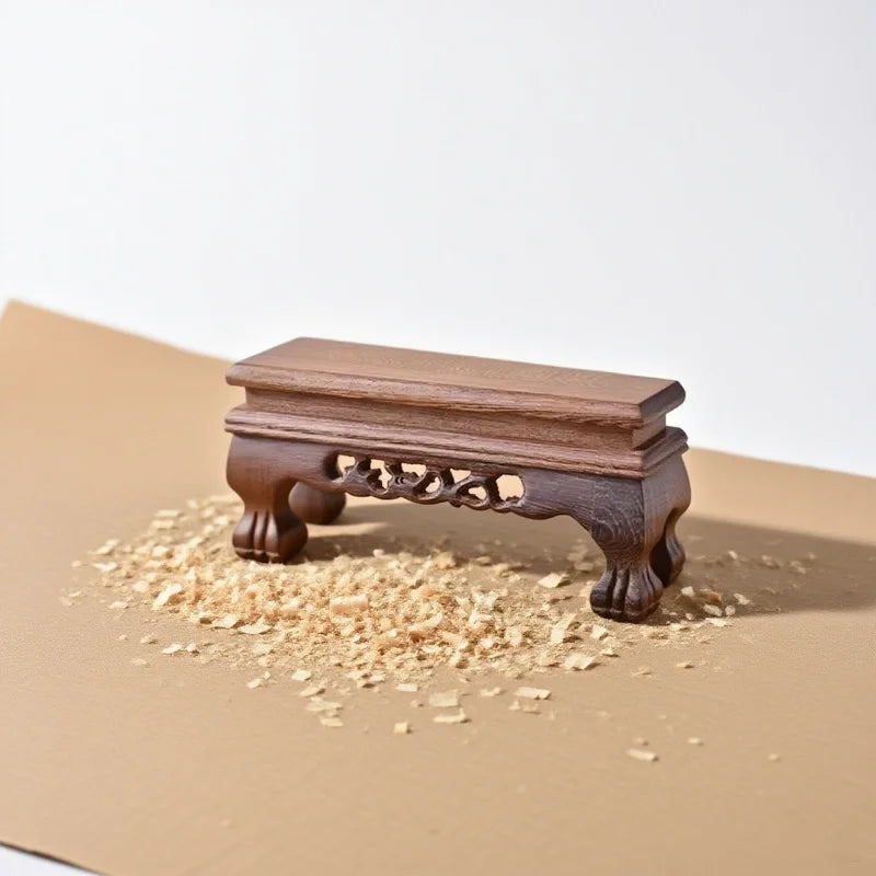 support bois sculpté socle décoratif plante pot fleurs objet artisanat maison classique
