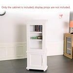 meuble miniature blanc classique maison poupée bibliothèque armoire porte transparente tiroir horloge livresDecoration intérieure