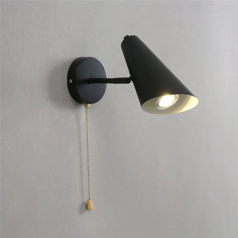 lampe murale conique or moderne interrupteur chaîne éclairage quotidien fixée mur opaque 220v 110v