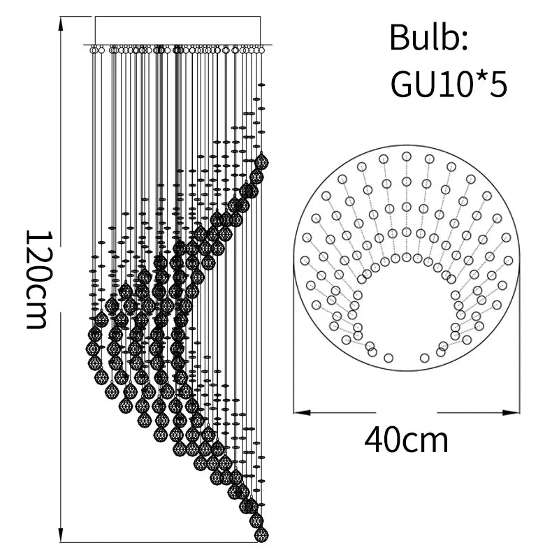 suspension lumineuse moderne cristal transparente haute 80cm 120cm 150cm 200cm 240cm 300cm