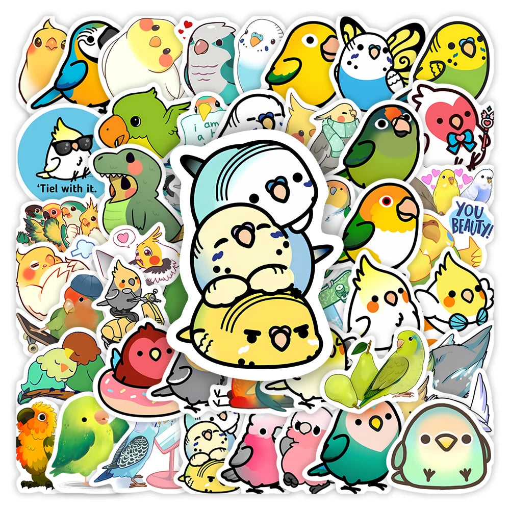 stickers dessins animés oiseaux chats multicolores étanches bricolage scrapbook téléphone portable adultes adolescents