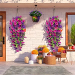 guirlande florale artificielle suspendue rose violet feuilles vertes décoration intérieure anniversaire mariage festive
