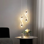 Suspension lumineuse moderne acrylique blanc doré spirale salon chambre étude