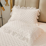 taies d'oreiller vintage blanches franges pièces 48x74cm polyester coton maison