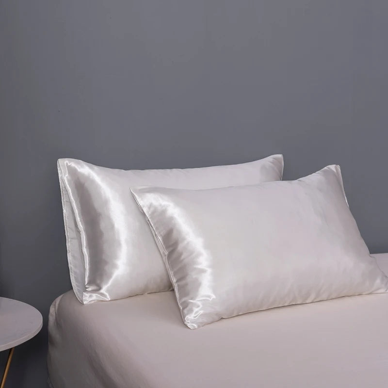 taies d'oreiller satinées solides élégantes rose blanc noir rouge beige