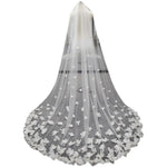 voile mariée blanc fleurs blanches classique clips cheveux cathédrale transparent adult
