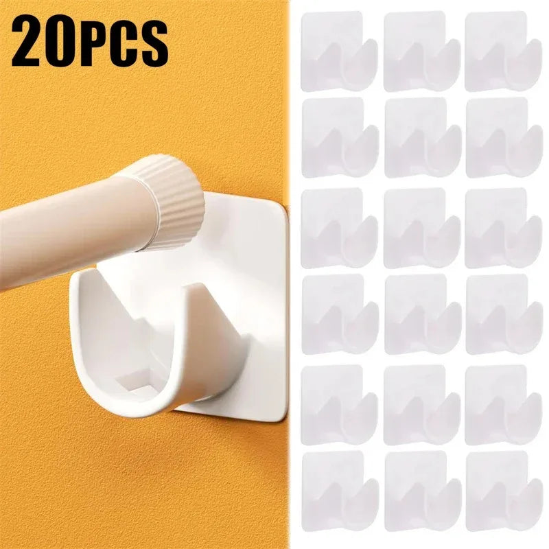 crochet mural adhésif moderne blanc uni opaque salle bains support rideau douche fixeversible qualité
