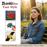 broderie 3D fleurs ecussons adhésifs couleurs bleu vert rouge jaune