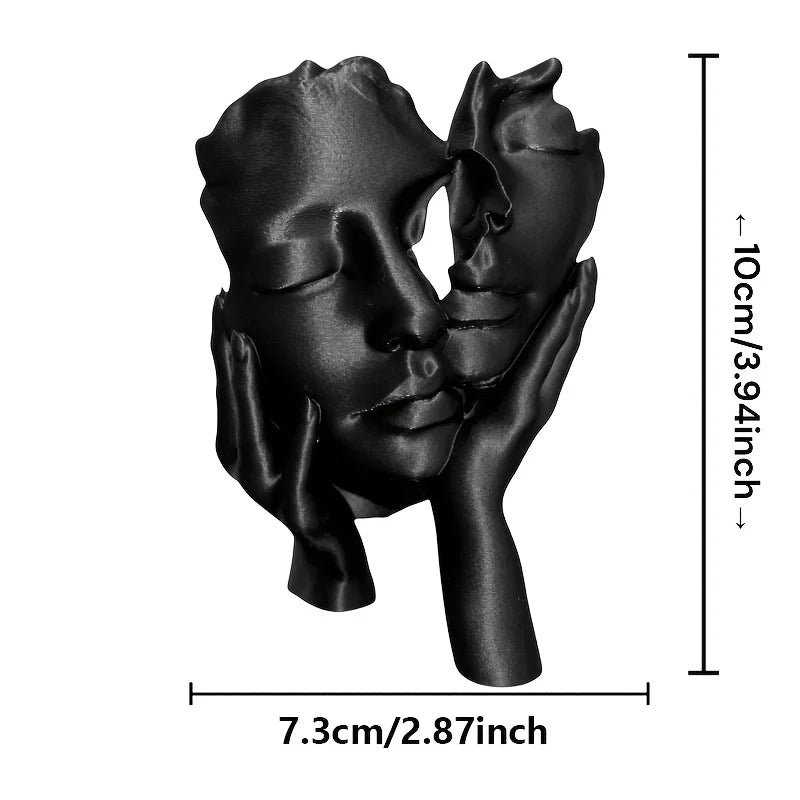 sculpture décorative abstraite moderne visage humain noir blanc texture expressive intérieur