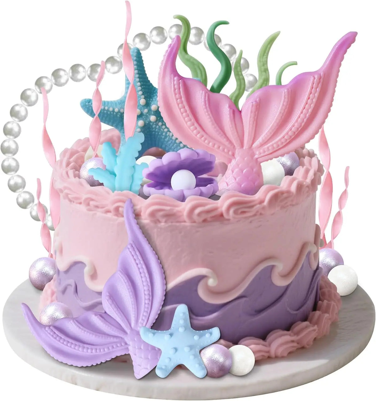 décoration gâteau sous marin sirène étoile mer algues coquillages anniversaire mariage baptême fêtes