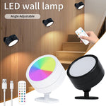 lampe murale led moderne télécommande rechargeable blanc noir 360deg rotation tactileRGBOptimal