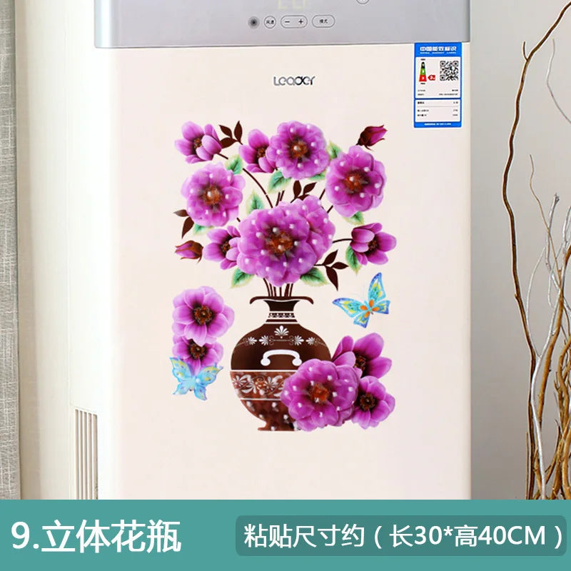 sticker mural 3d moderne fleurs papillons rose beige noir opaque chambre coucher PVC