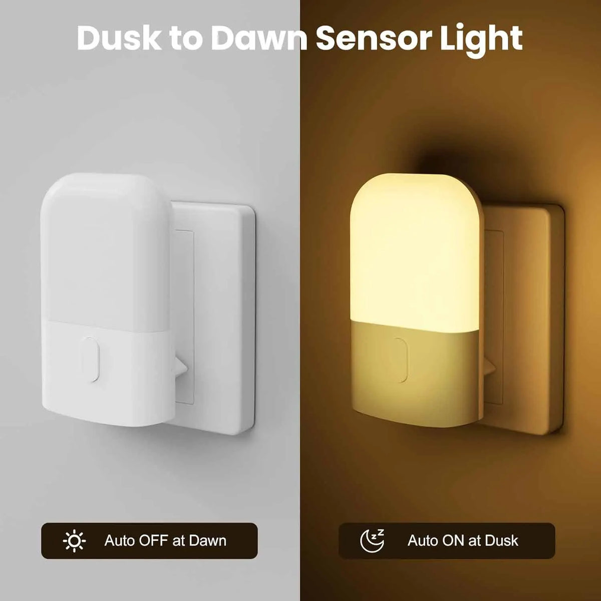 veilleuse nuit led capteur lumière réglable blanc chaud moderne adhésif prise eu sensor dusk