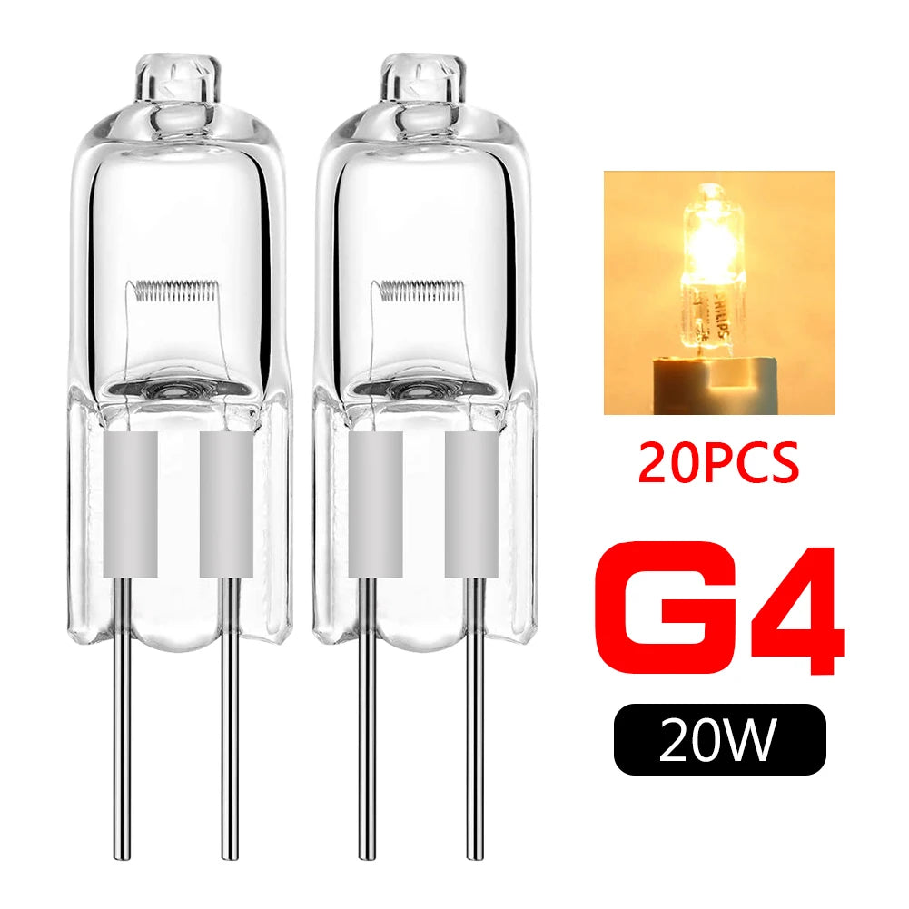 ampoule halogène 20w transparente moderne 12v g4 blanc chaud 2000h