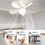 ventilateur lampe intégrée noir blanc moderne minimaliste télécommande inclusion lumière pales abs