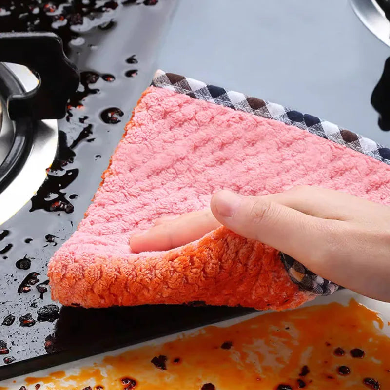 serviette cuisine microfibre absorbante rose bleu nettoyage vaisselle ménager douce pratique lot