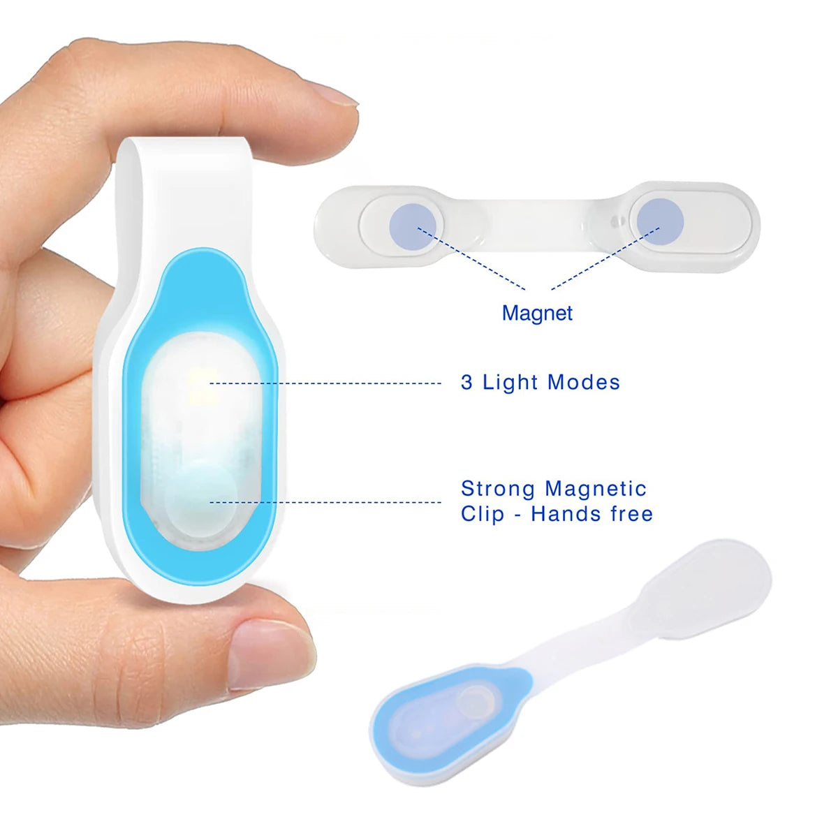 lampe torche clip magnétique led bleu moderne auto défense lumière intense pratique