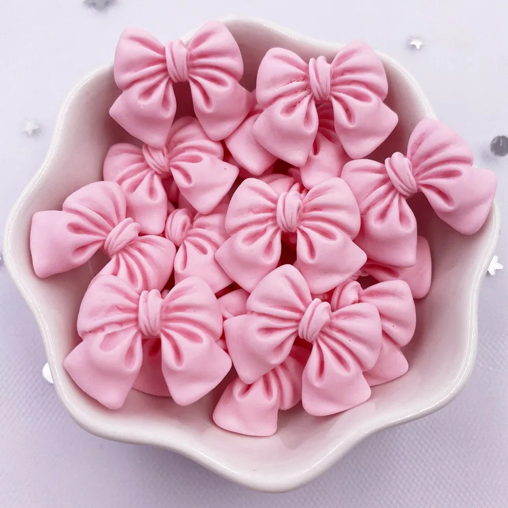 rubans forme noeud papillon résine colorée kawaii bleu rose orange rouge violet satiné 18mm