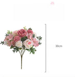 Bouquet artificiel roses blancs feuilles vertes décoration intérieure mariage romantique classique 30cm