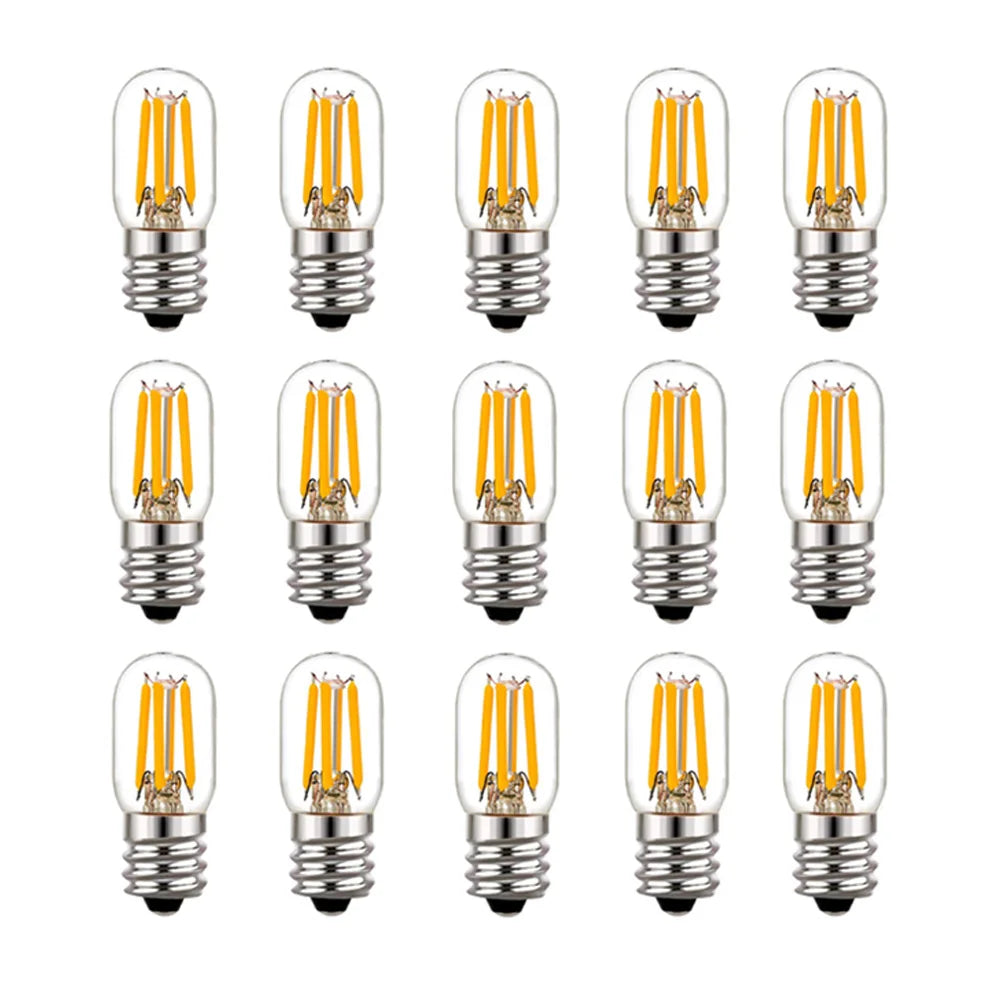 ampoules led filament doré transparentes e12 e14 2w 2200k classiques 360° 20000h salon refroidisseur