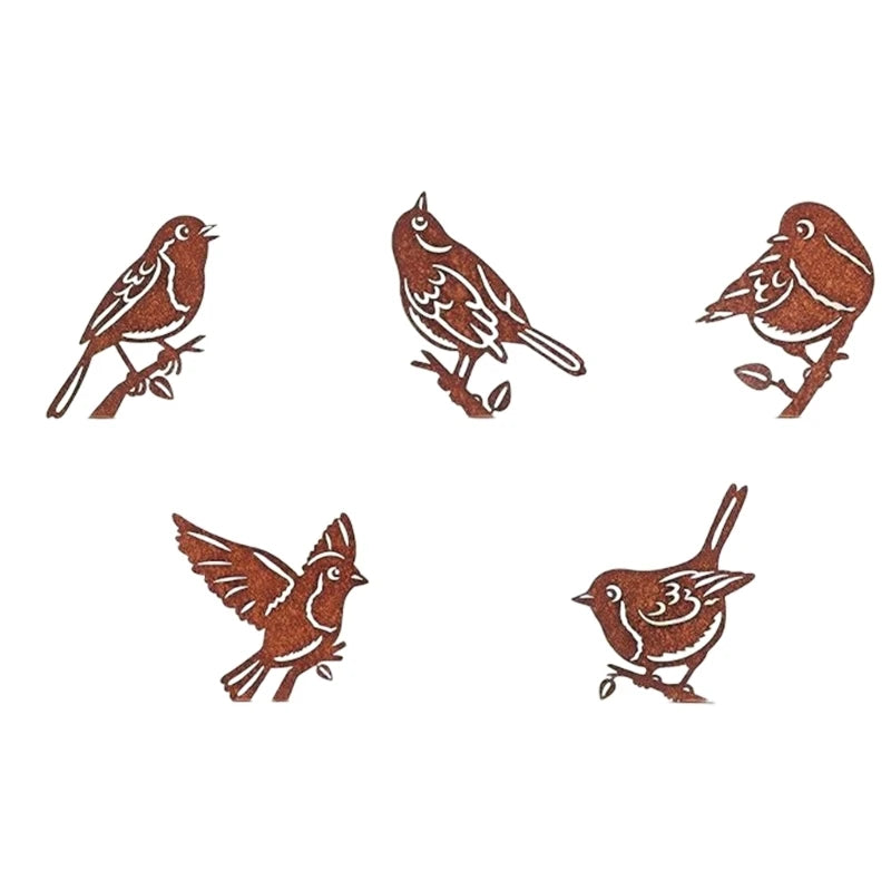 ornement oiseau métal marron clair détails blancs simple 9.9cm 12.2cm