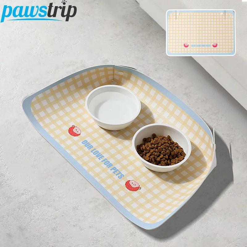 tapis animal compagnie carreaux blancs fond beige moderne deux bols clips OUR LOVE FOR